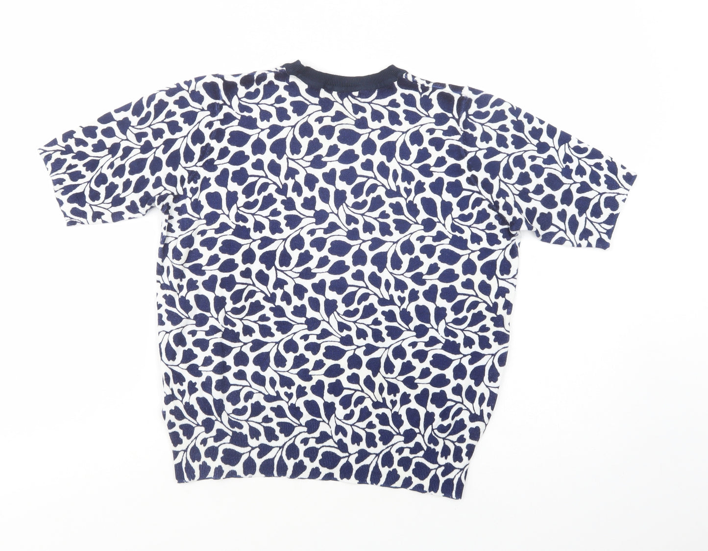 Marks and Spencer Womens Blue Crew Neck Floral Viscose Pullover Jumper Size 12