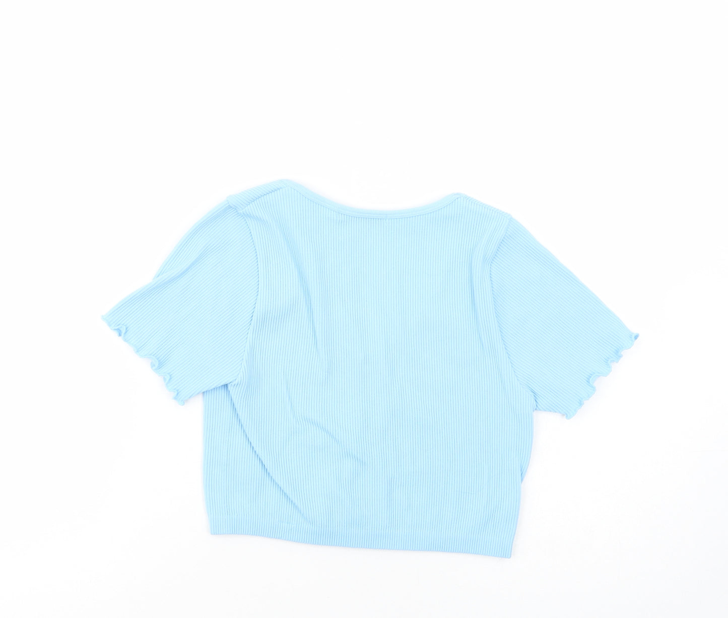 Dunnes Stores Womens Blue  Polyamide Cropped T-Shirt Size M V-Neck
