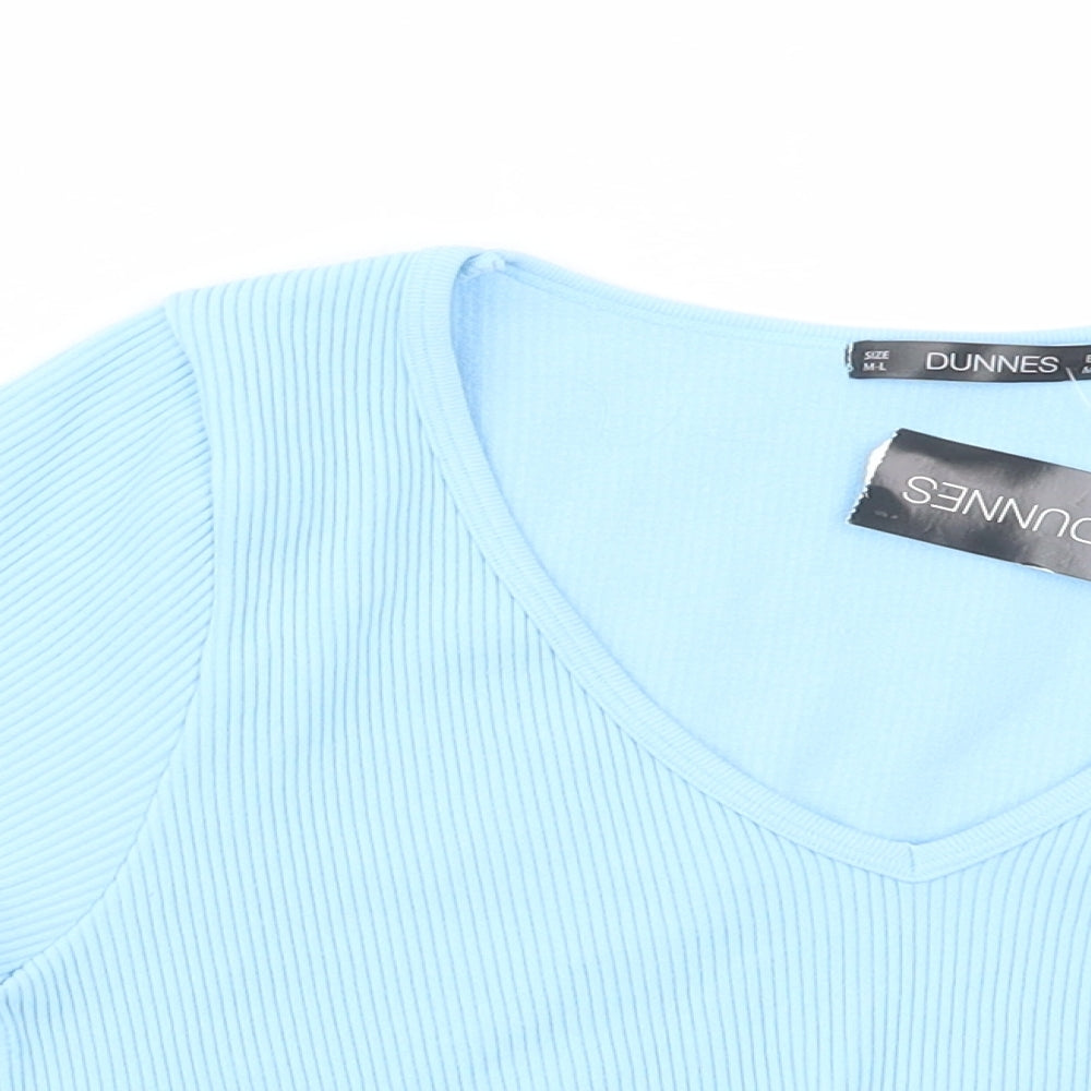Dunnes Stores Womens Blue  Polyamide Cropped T-Shirt Size M V-Neck