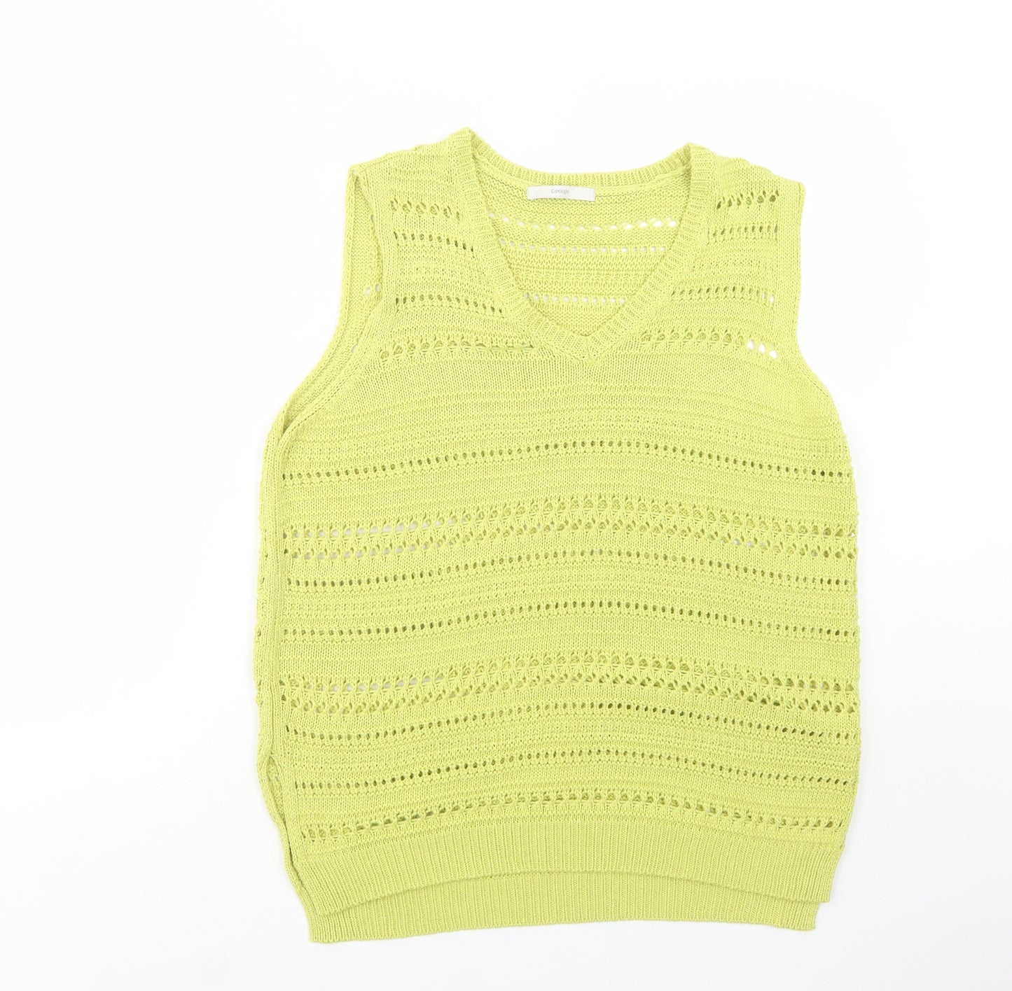 George Womens Green V-Neck  Acrylic Vest Jumper Size 16