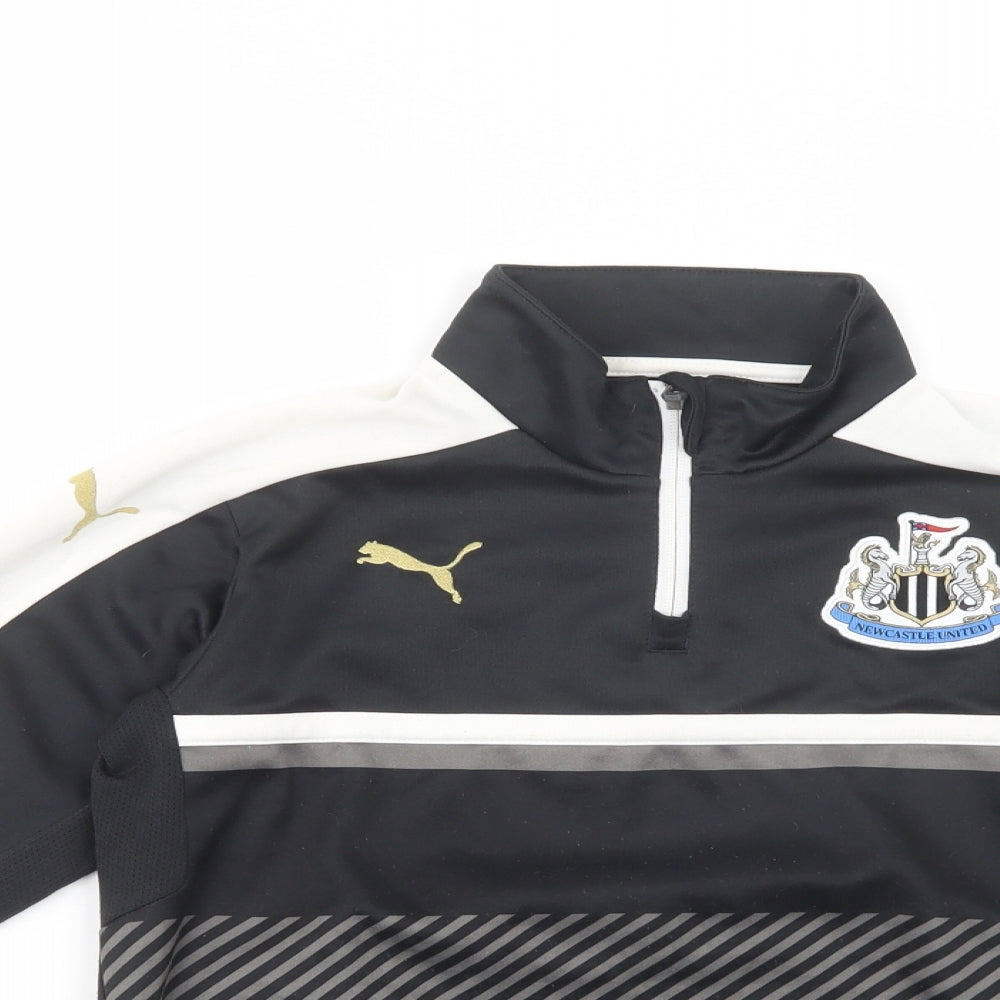 PUMA Boys Black Geometric Polyester Pullover Sweatshirt Size 11-12 Years  Zip - Newcastle United