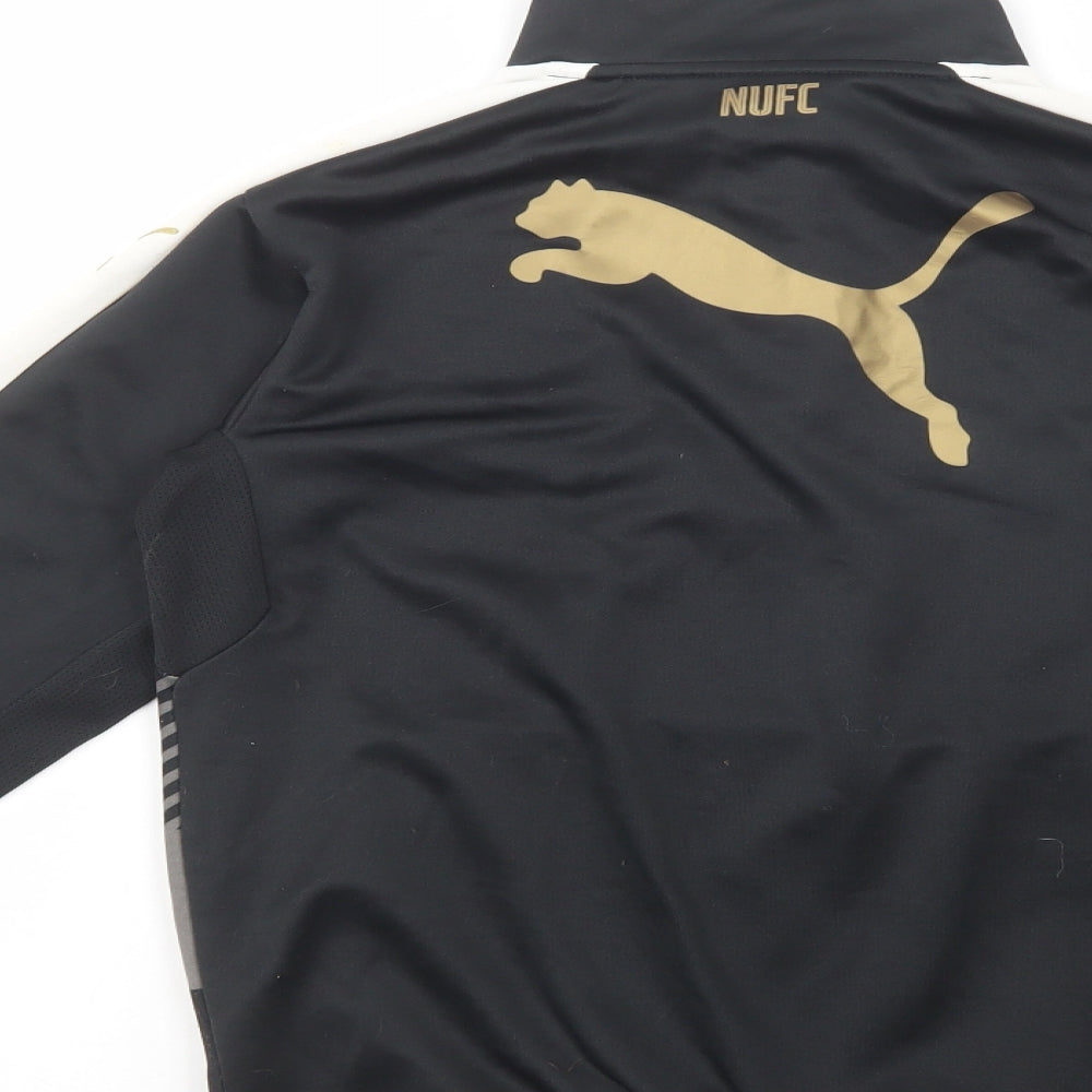 PUMA Boys Black Geometric Polyester Pullover Sweatshirt Size 11-12 Years  Zip - Newcastle United