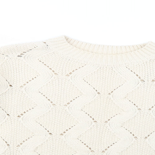 H&M Womens Beige Crew Neck  Acrylic Pullover Jumper Size S