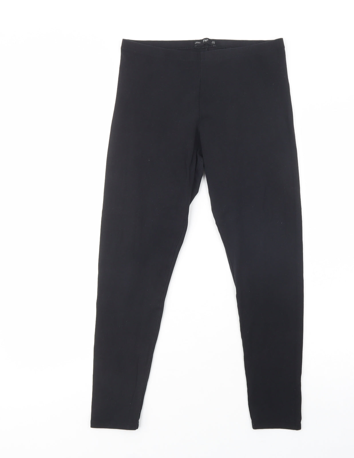 F&F Womens Black  Cotton Jogger Leggings Size 14 L30 in