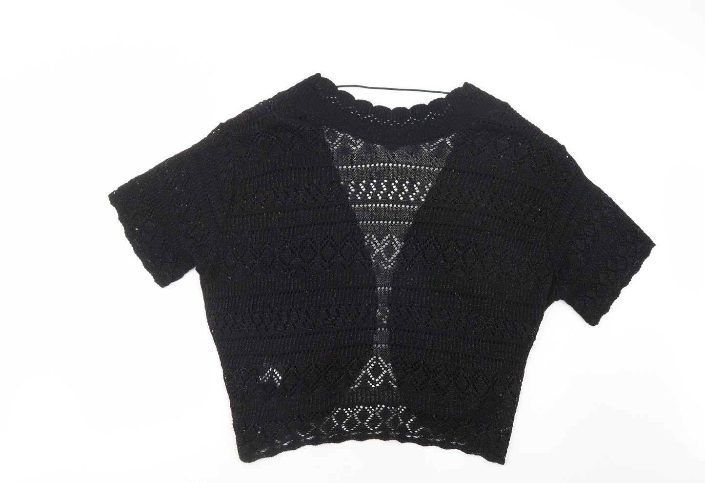 Yours Womens Black V-Neck  Acrylic Cardigan Jumper Size 30