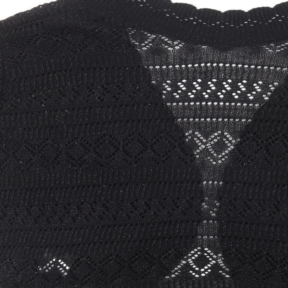 Yours Womens Black V-Neck  Acrylic Cardigan Jumper Size 30