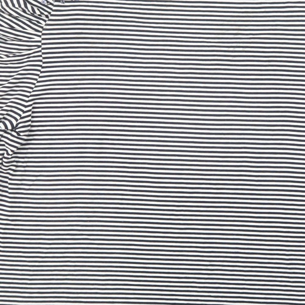 CC Womens White Striped Viscose Basic Blouse Size XL Scoop Neck