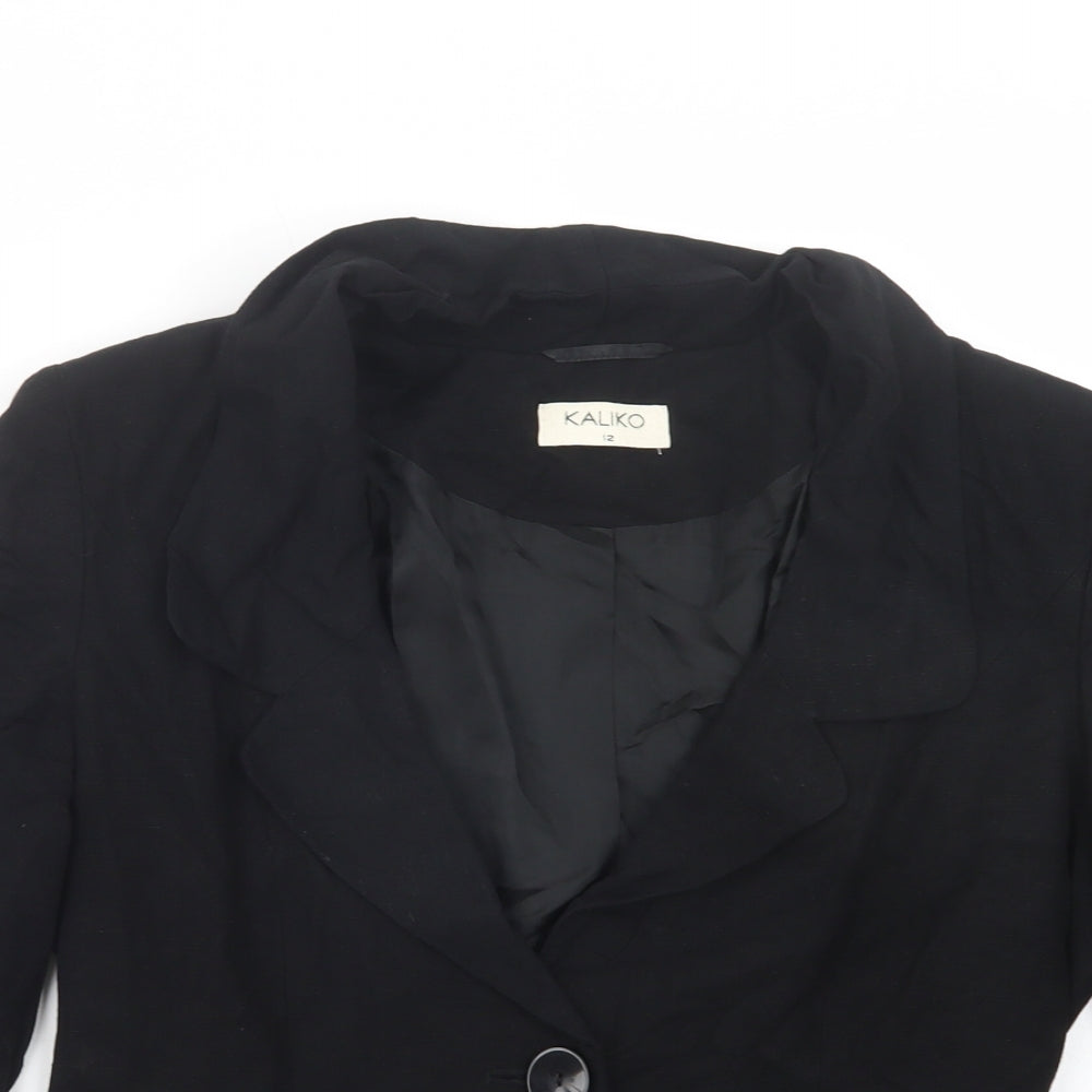Kaliko Womens Black   Jacket Blazer Size 12  Button