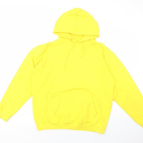 Awdis Womens Yellow  Cotton Pullover Hoodie Size M  Pullover