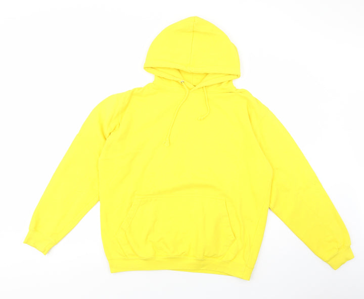 Awdis Womens Yellow Cotton Pullover Hoodie Size M Pullover