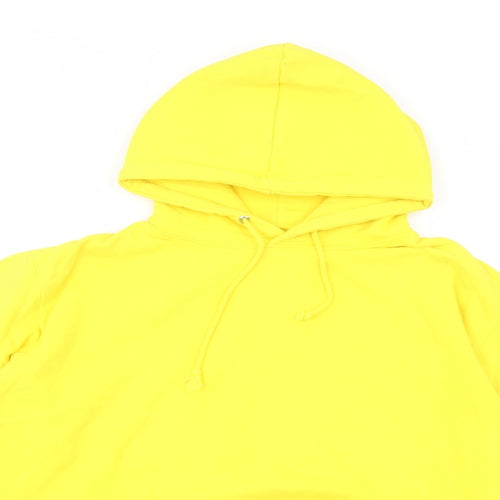 Awdis Womens Yellow  Cotton Pullover Hoodie Size M  Pullover