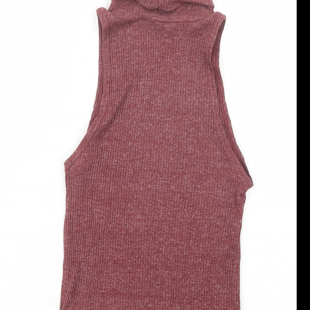 New Look Womens Purple  Cotton Basic Blouse Size 8 Roll Neck