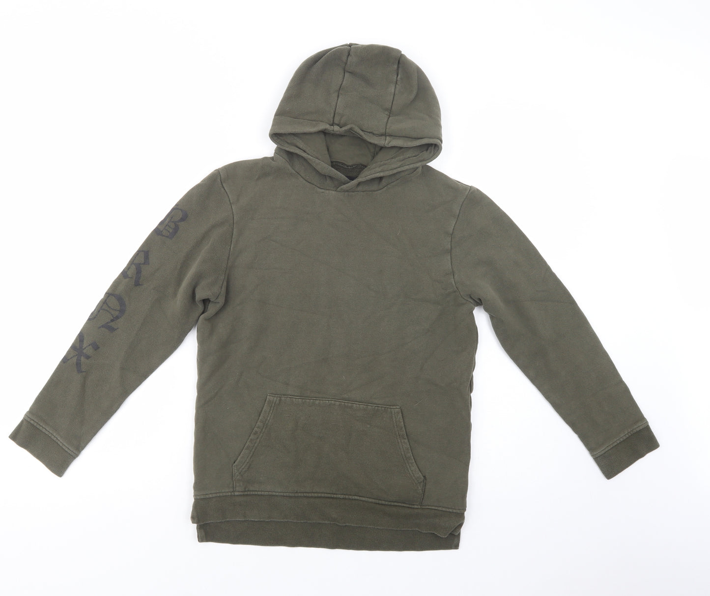 River Island Boys Green  Cotton Pullover Hoodie Size 11-12 Years  Pullover