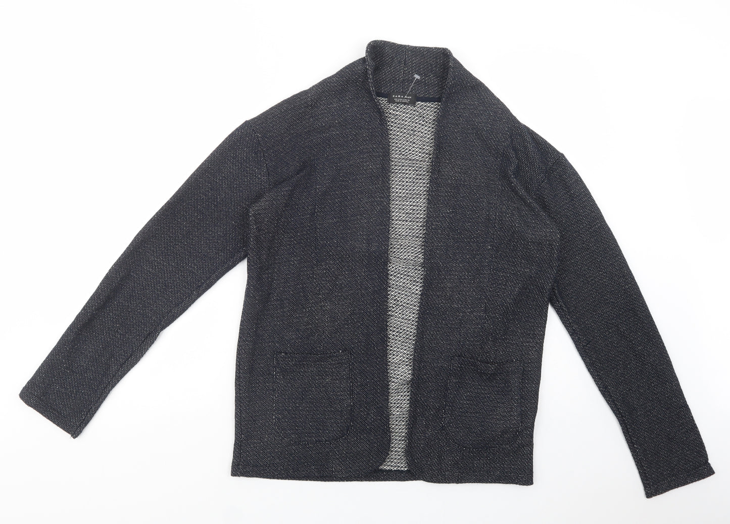 Zara Man Mens Blue V-Neck  Polyester Cardigan Jumper Size S