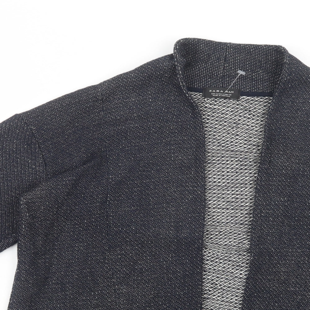 Zara Man Mens Blue V-Neck  Polyester Cardigan Jumper Size S