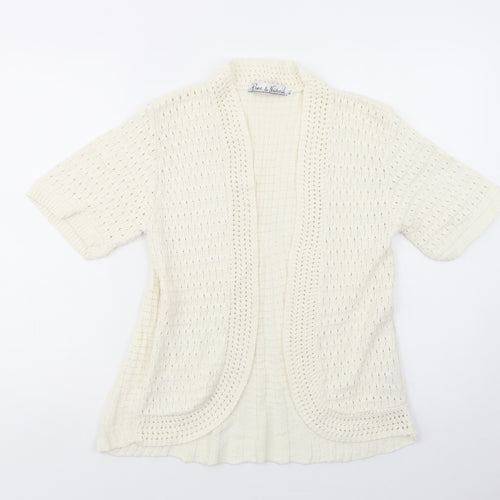 Pure & Natural Womens White V-Neck  Acrylic Cardigan Jumper Size M
