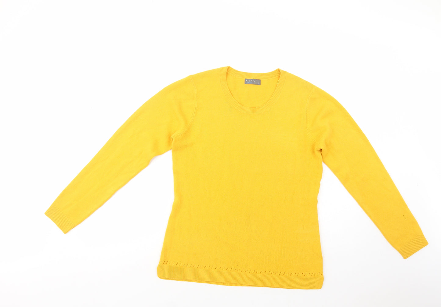 Papaya Womens Yellow Scoop Neck  Acrylic Pullover Jumper Size 14