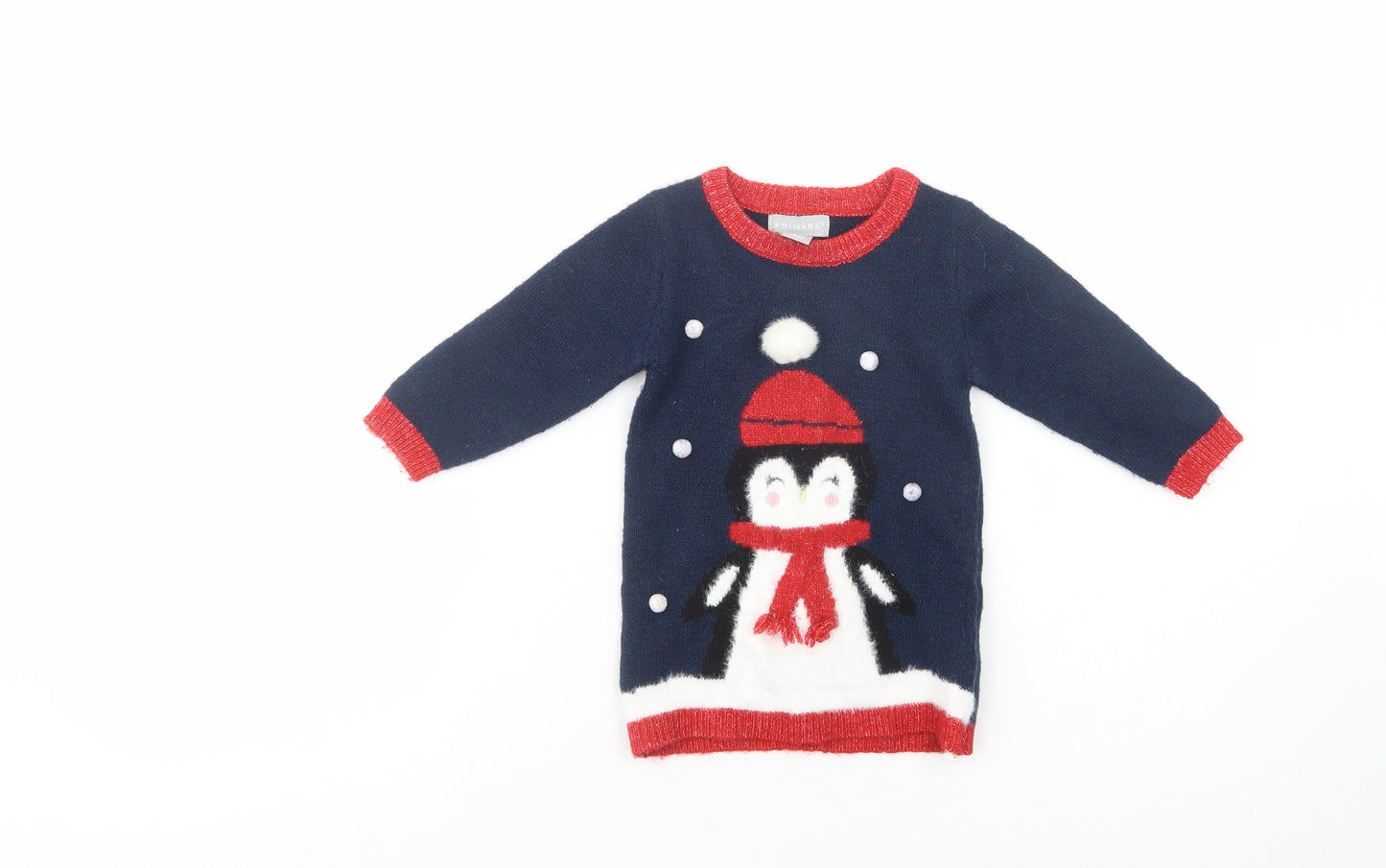 Primark Baby Blue  Acrylic Pullover Jumper Size 6-9 Months  Pullover - Christmas Jumper