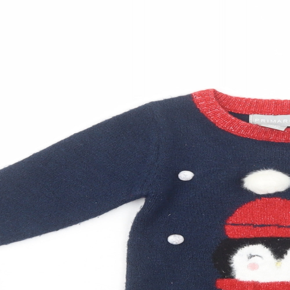 Primark Baby Blue  Acrylic Pullover Jumper Size 6-9 Months  Pullover - Christmas Jumper