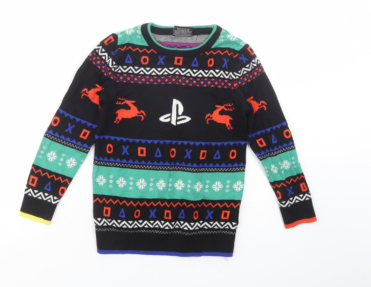 George Boys Black Crew Neck Fair Isle Cotton Pullover Jumper Size 7-8 Years  Pullover - PlayStation