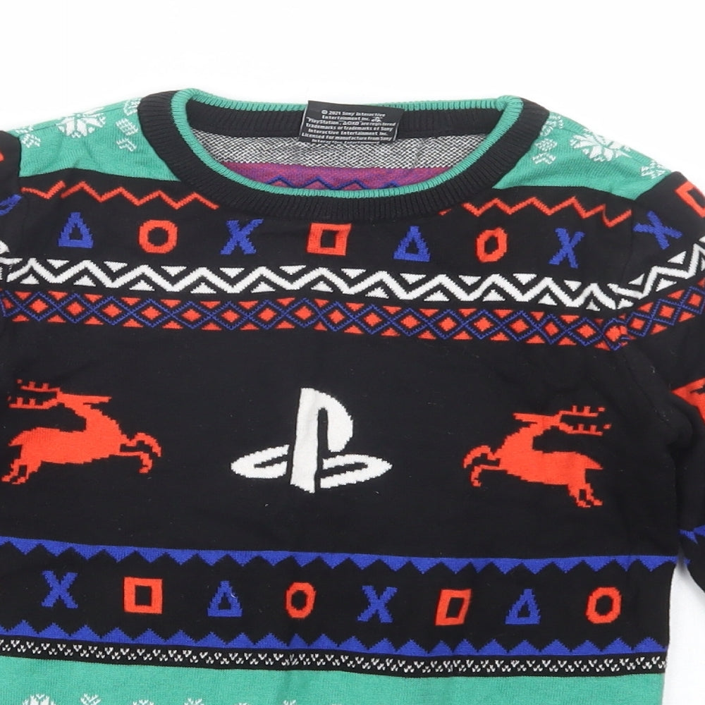 George Boys Black Crew Neck Fair Isle Cotton Pullover Jumper Size 7-8 Years  Pullover - PlayStation