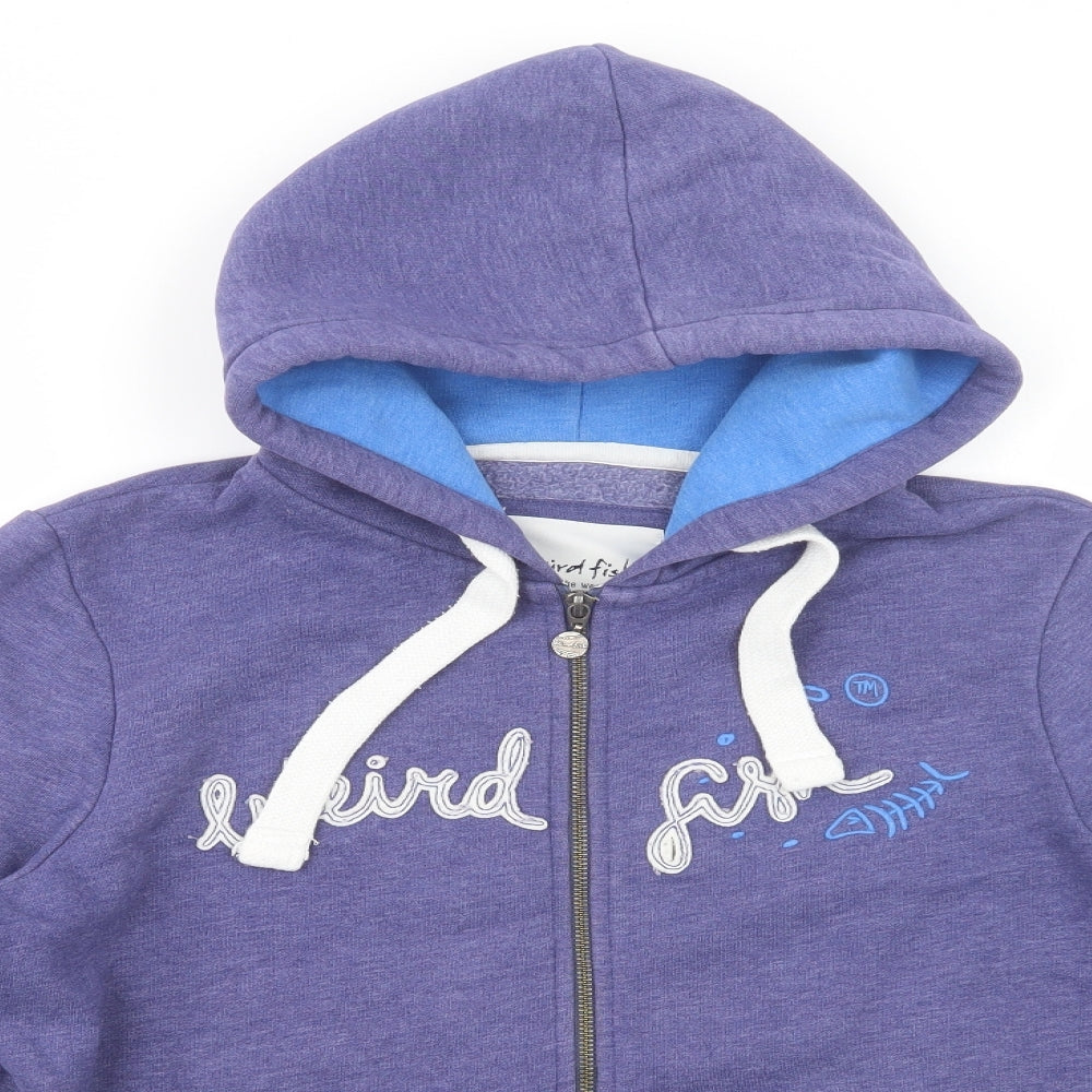 Weird Fish Womens Purple  Cotton Full Zip Hoodie Size 12  Zip
