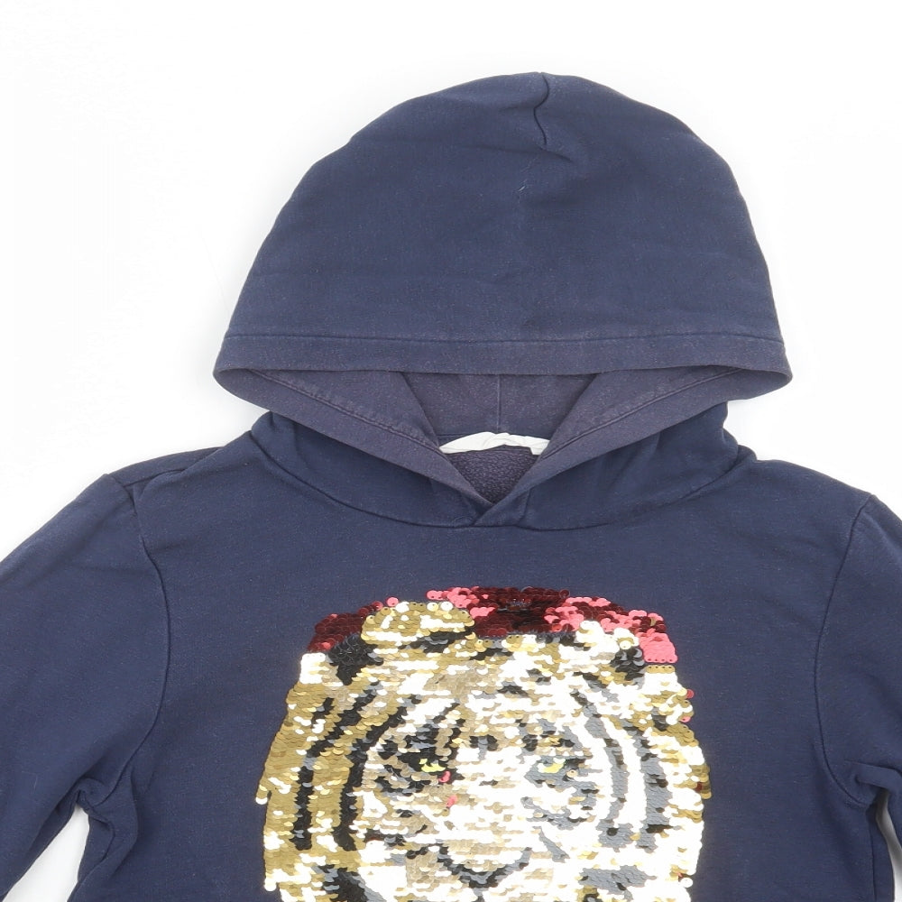 H&M Girls Blue  Cotton Pullover Hoodie Size 9-10 Years  Pullover - Tiger