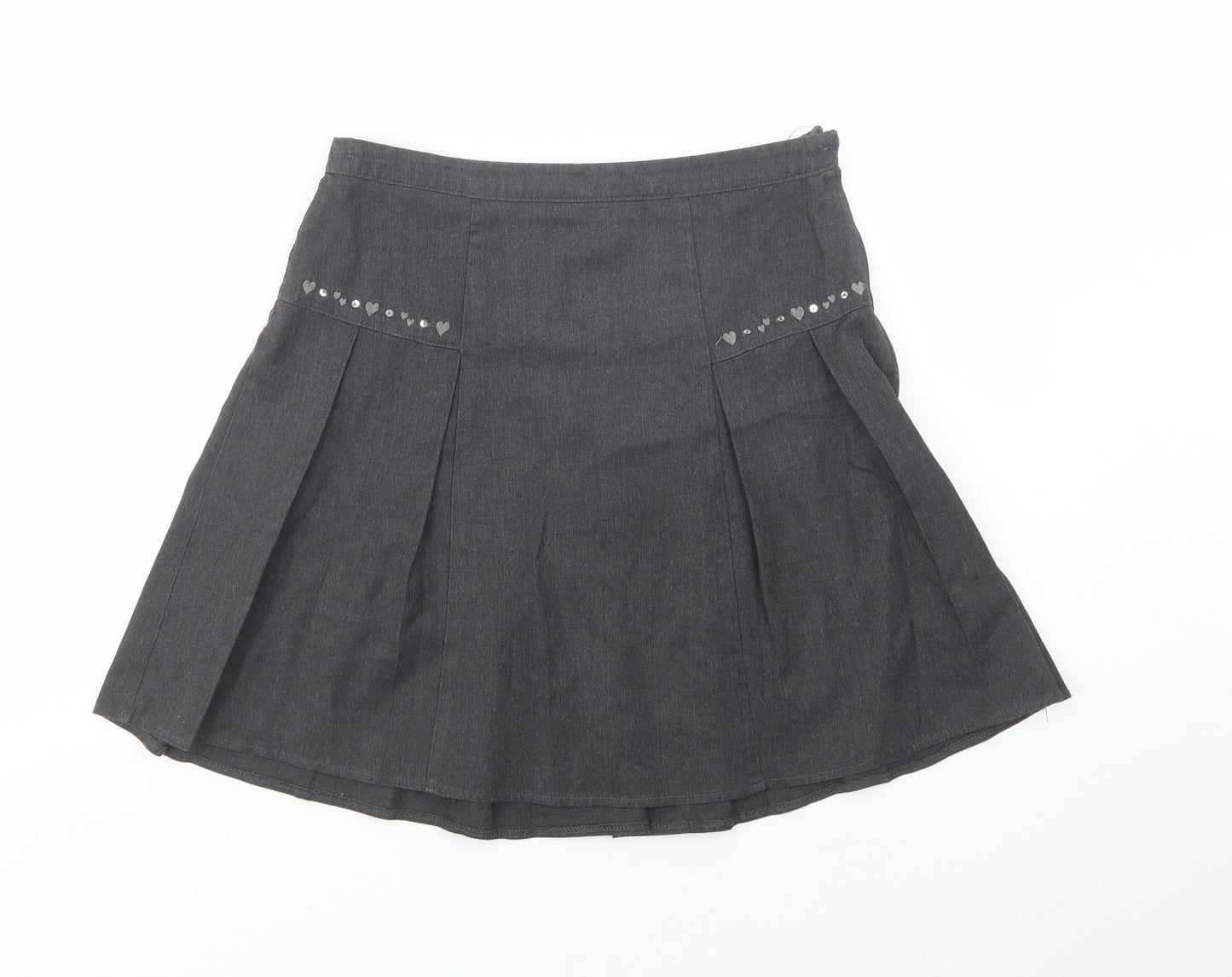 NEXT Girls Grey  Polyester Pleated Skirt Size 13 Years  Regular Zip - School Wear