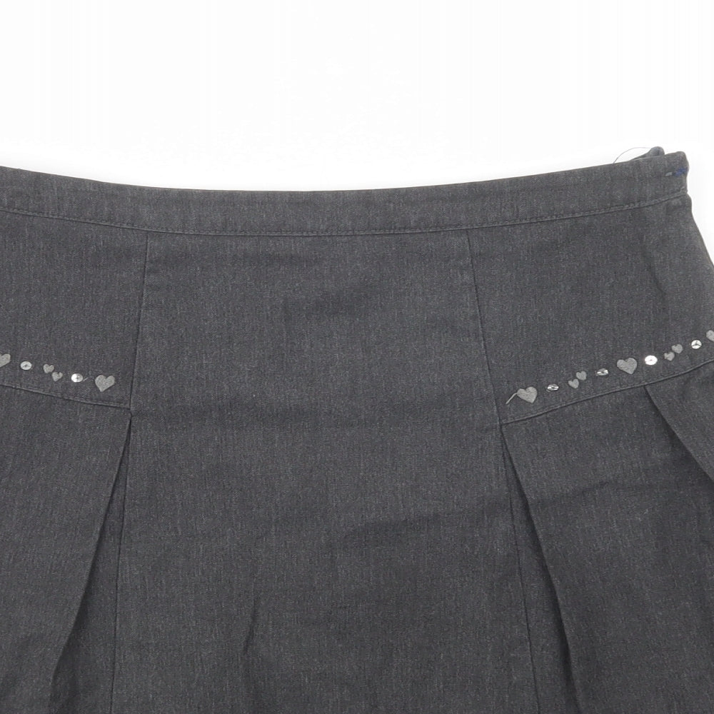 NEXT Girls Grey  Polyester Pleated Skirt Size 13 Years  Regular Zip - School Wear
