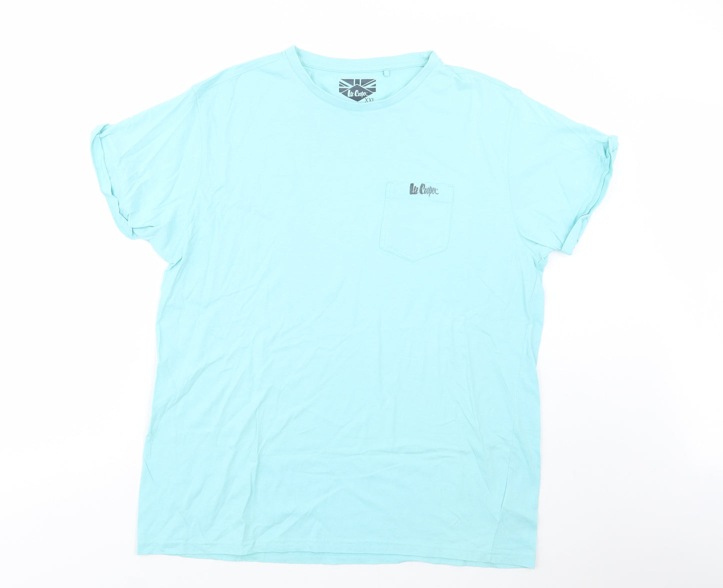Lee Cooper Mens Blue  Cotton  T-Shirt Size 2XL Crew Neck