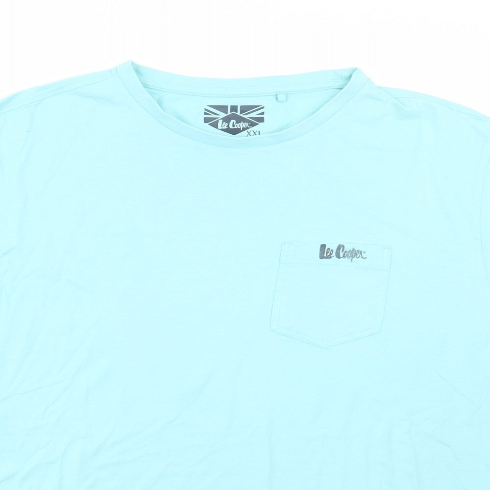 Lee Cooper Mens Blue  Cotton  T-Shirt Size 2XL Crew Neck