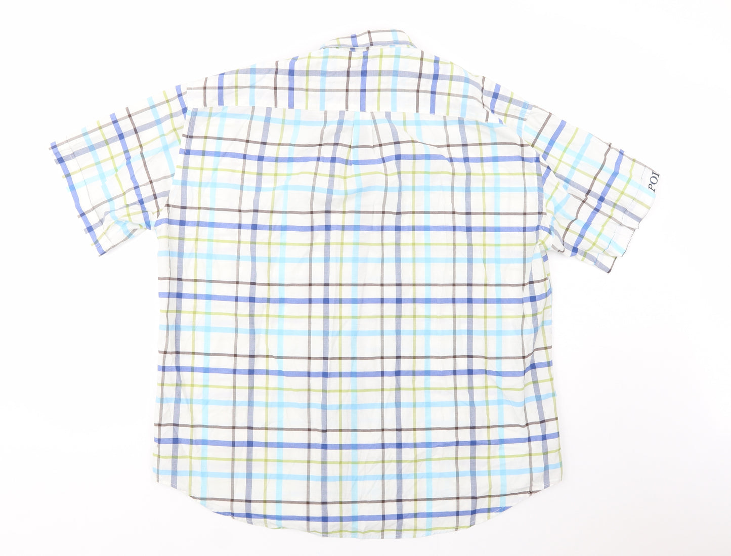 S&C Mens White Plaid Cotton  Button-Up Size 2XL Collared Button