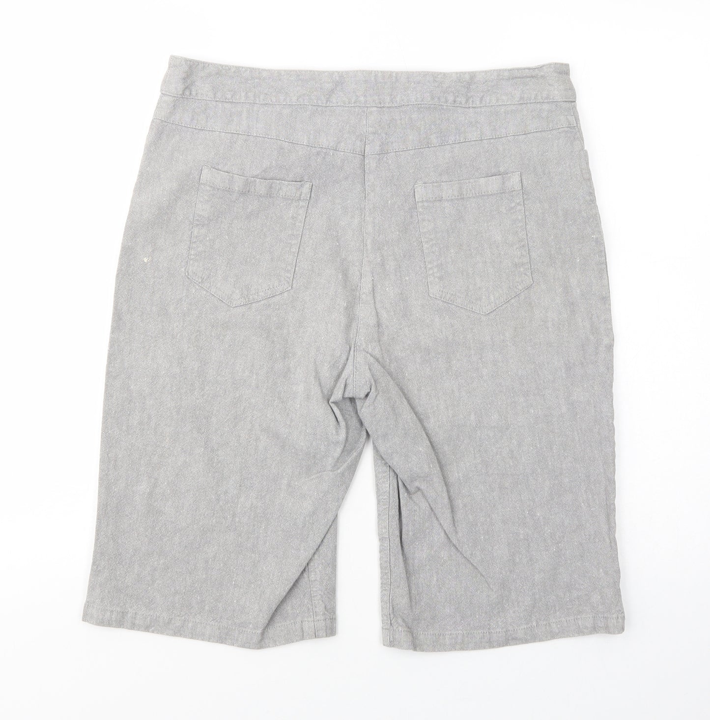 Per Una Womens Grey  Linen Chino Shorts Size 14 L12 in Regular Button