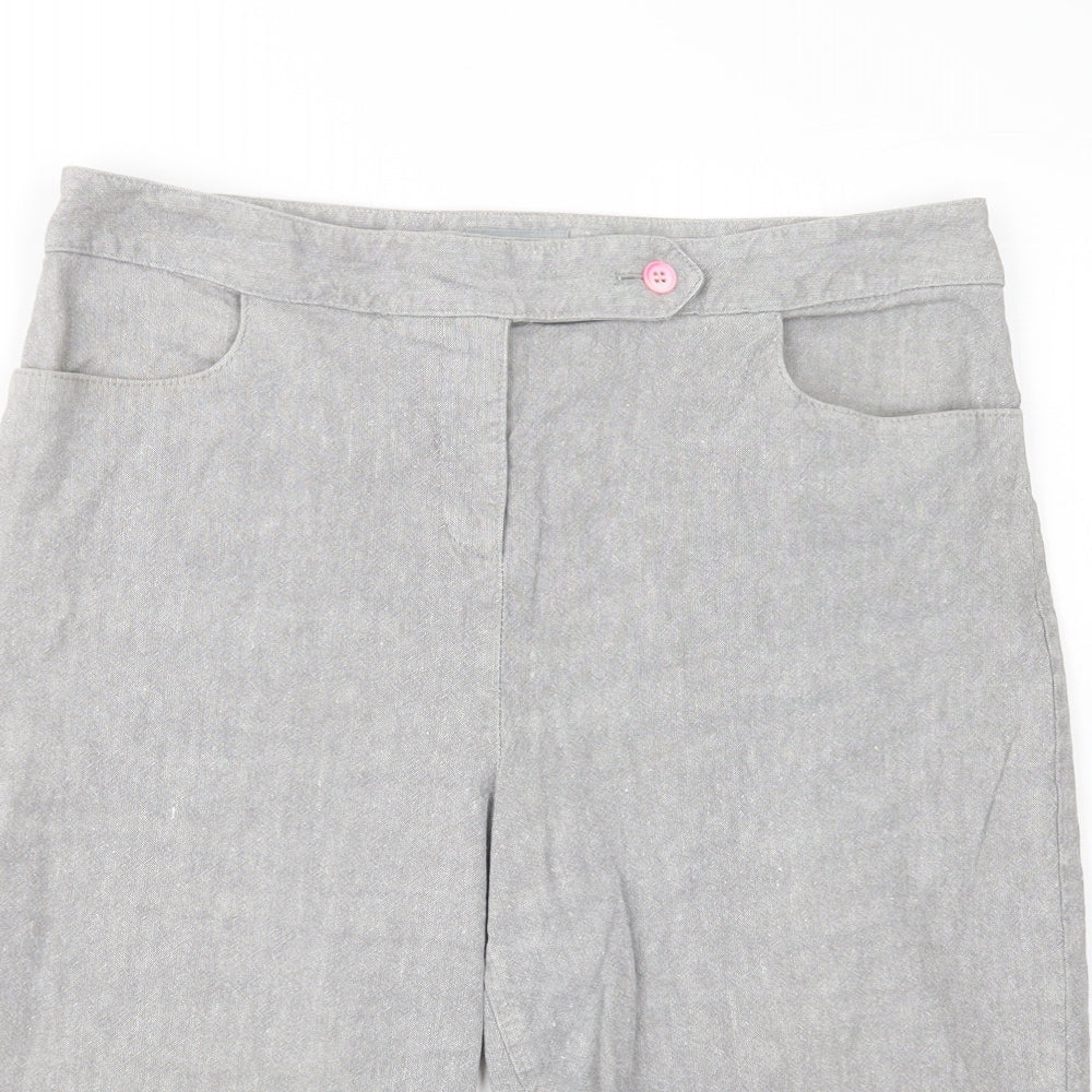 Per Una Womens Grey  Linen Chino Shorts Size 14 L12 in Regular Button
