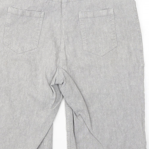 Per Una Womens Grey  Linen Chino Shorts Size 14 L12 in Regular Button