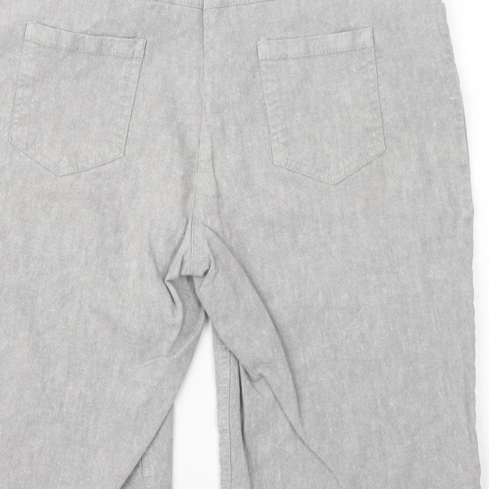 Per Una Womens Grey  Linen Chino Shorts Size 14 L12 in Regular Button