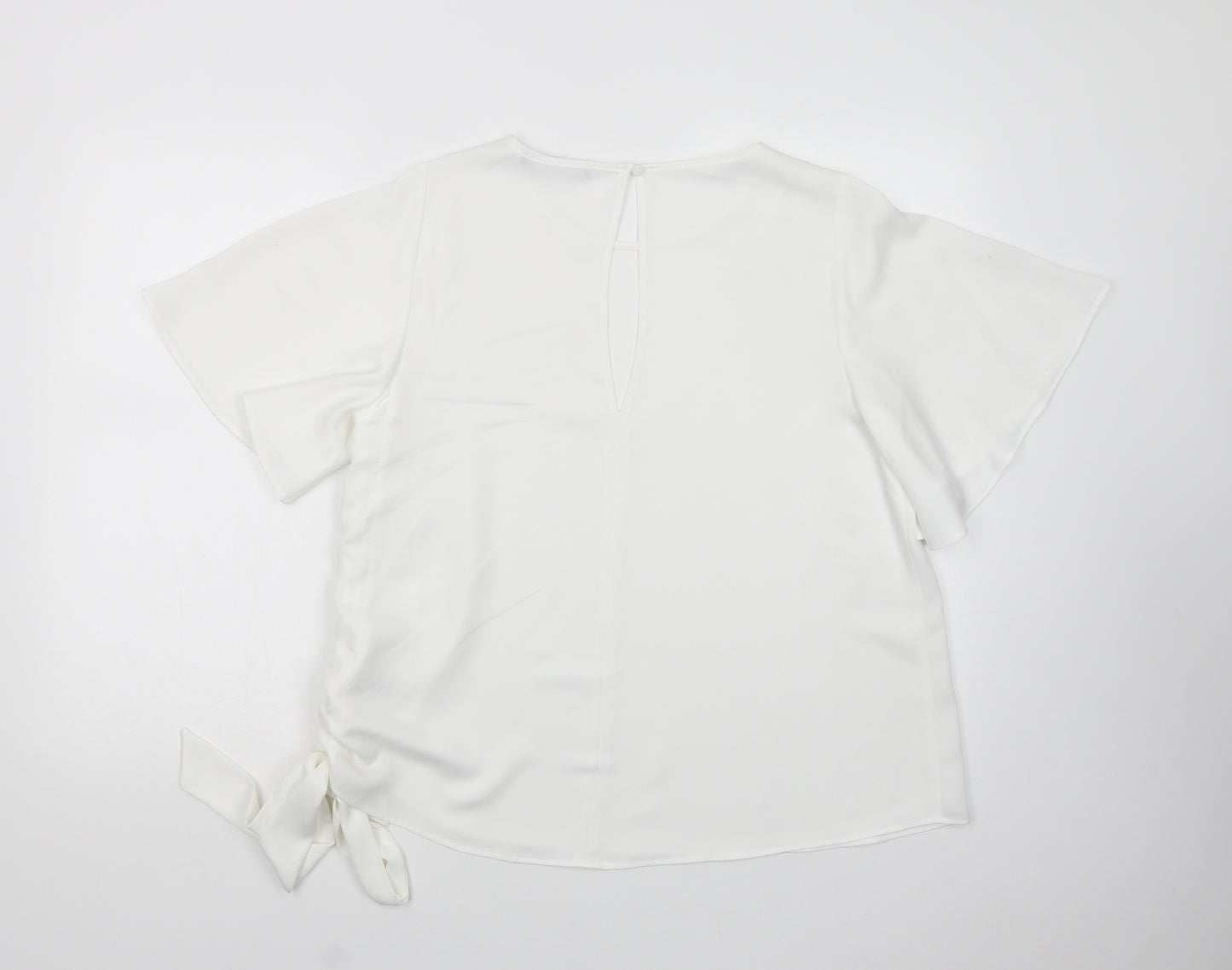 Marks and Spencer Womens White  Polyester Basic Blouse Size 12 Crew Neck