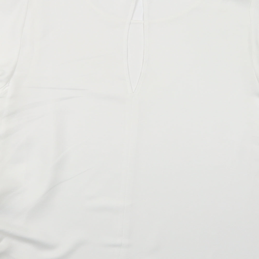 Marks and Spencer Womens White  Polyester Basic Blouse Size 12 Crew Neck