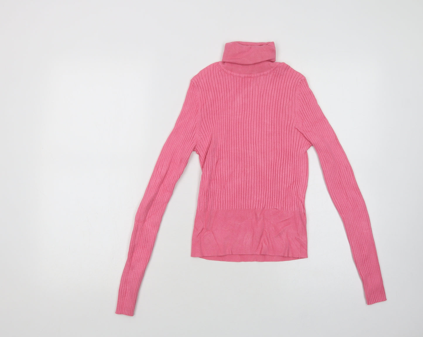 Zara Womens Pink Roll Neck  Viscose Pullover Jumper Size M