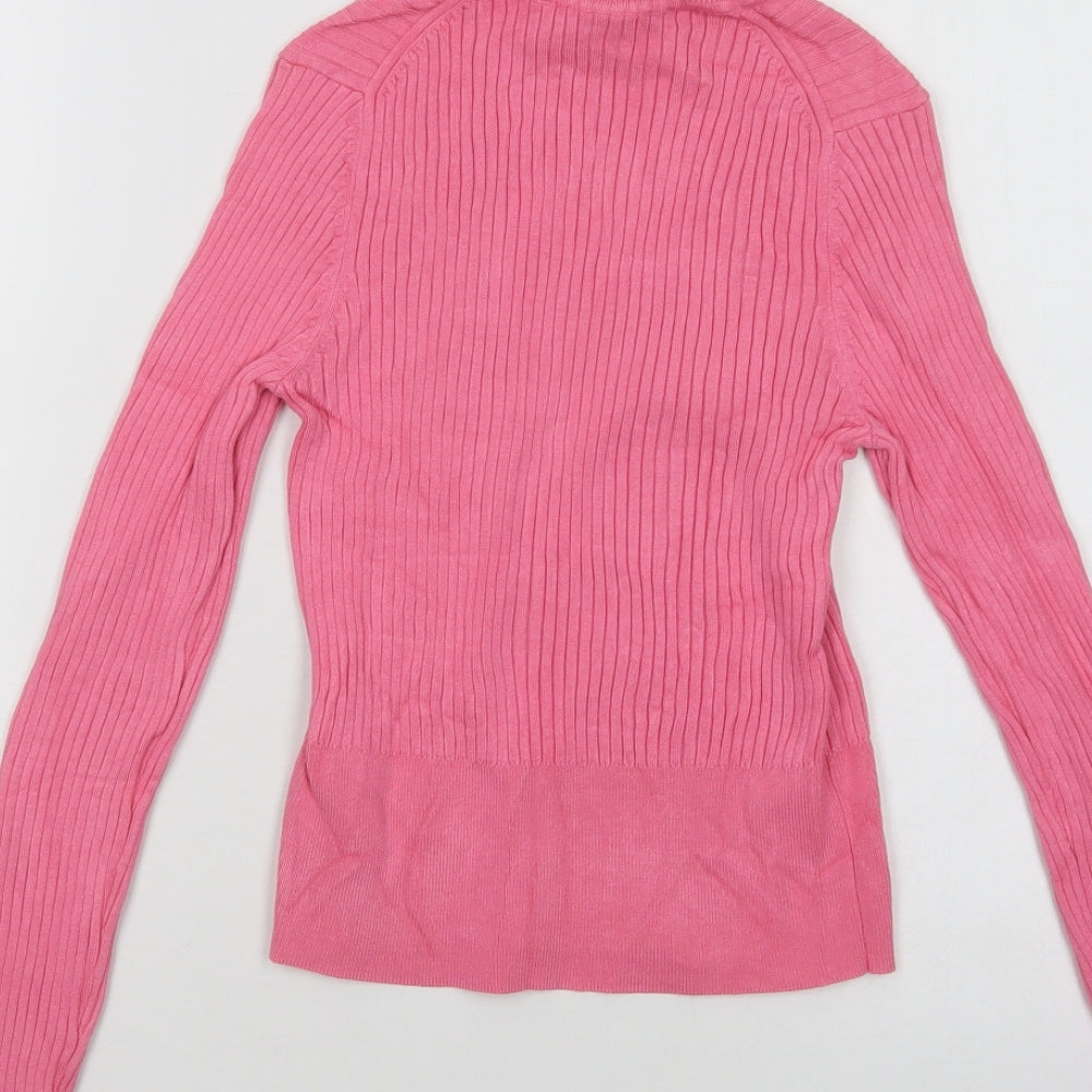 Zara Womens Pink Roll Neck  Viscose Pullover Jumper Size M