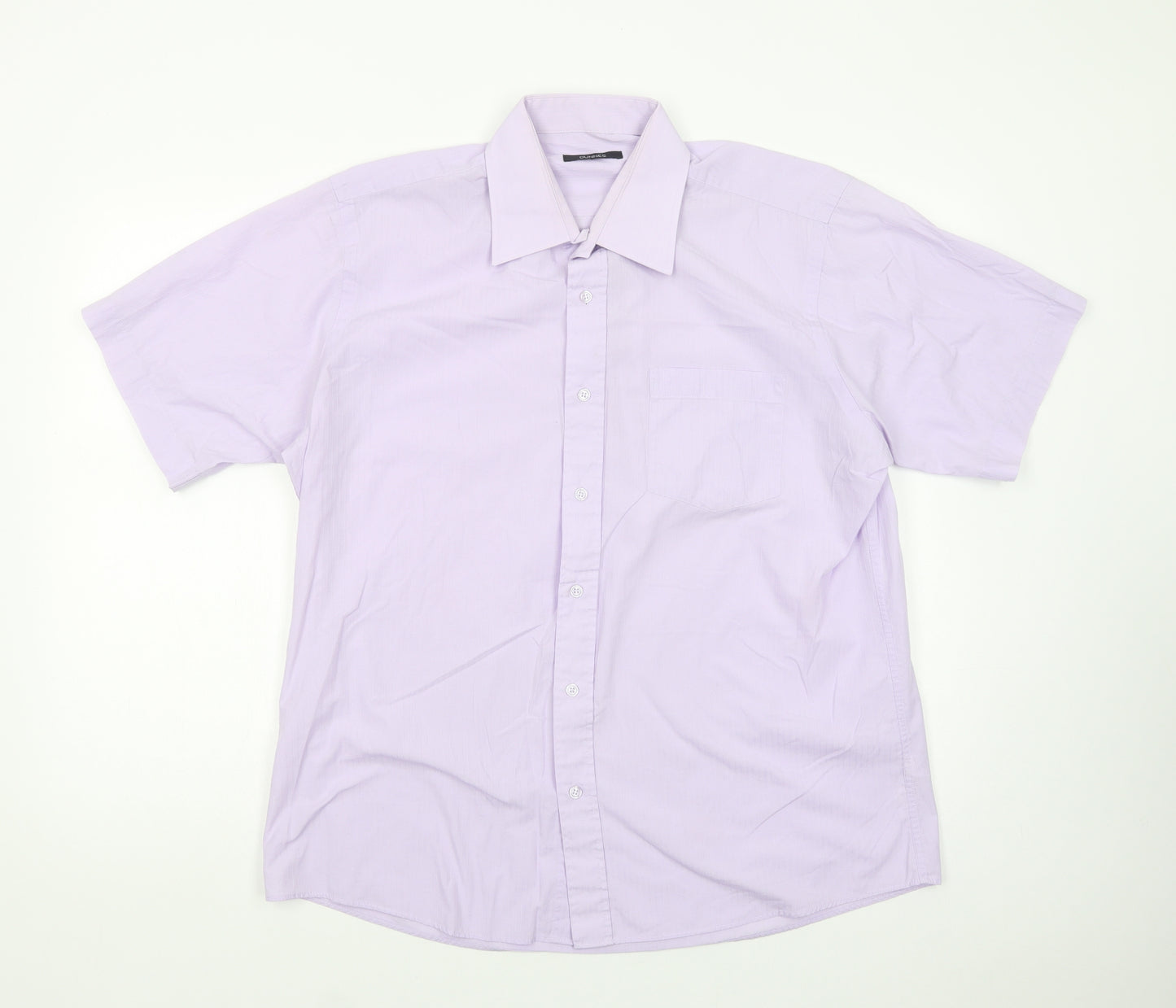 Dunnes Stores Mens Purple  Polyester  Dress Shirt Size 16.5 Collared Button