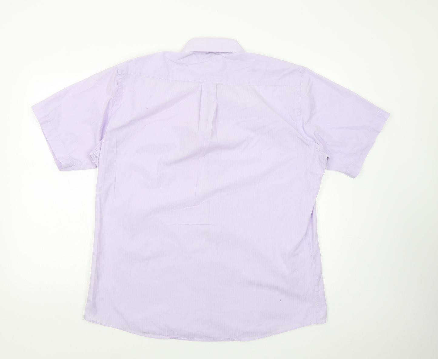 Dunnes Stores Mens Purple  Polyester  Dress Shirt Size 16.5 Collared Button