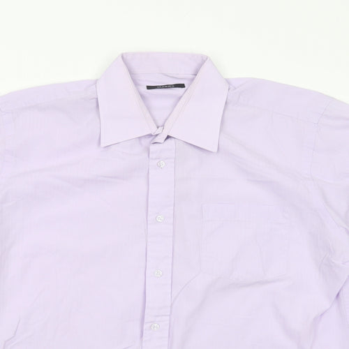 Dunnes Stores Mens Purple  Polyester  Dress Shirt Size 16.5 Collared Button