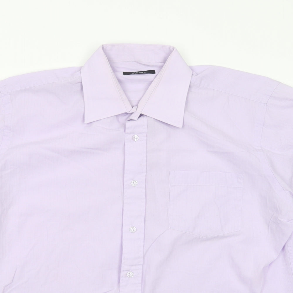 Dunnes Stores Mens Purple  Polyester  Dress Shirt Size 16.5 Collared Button