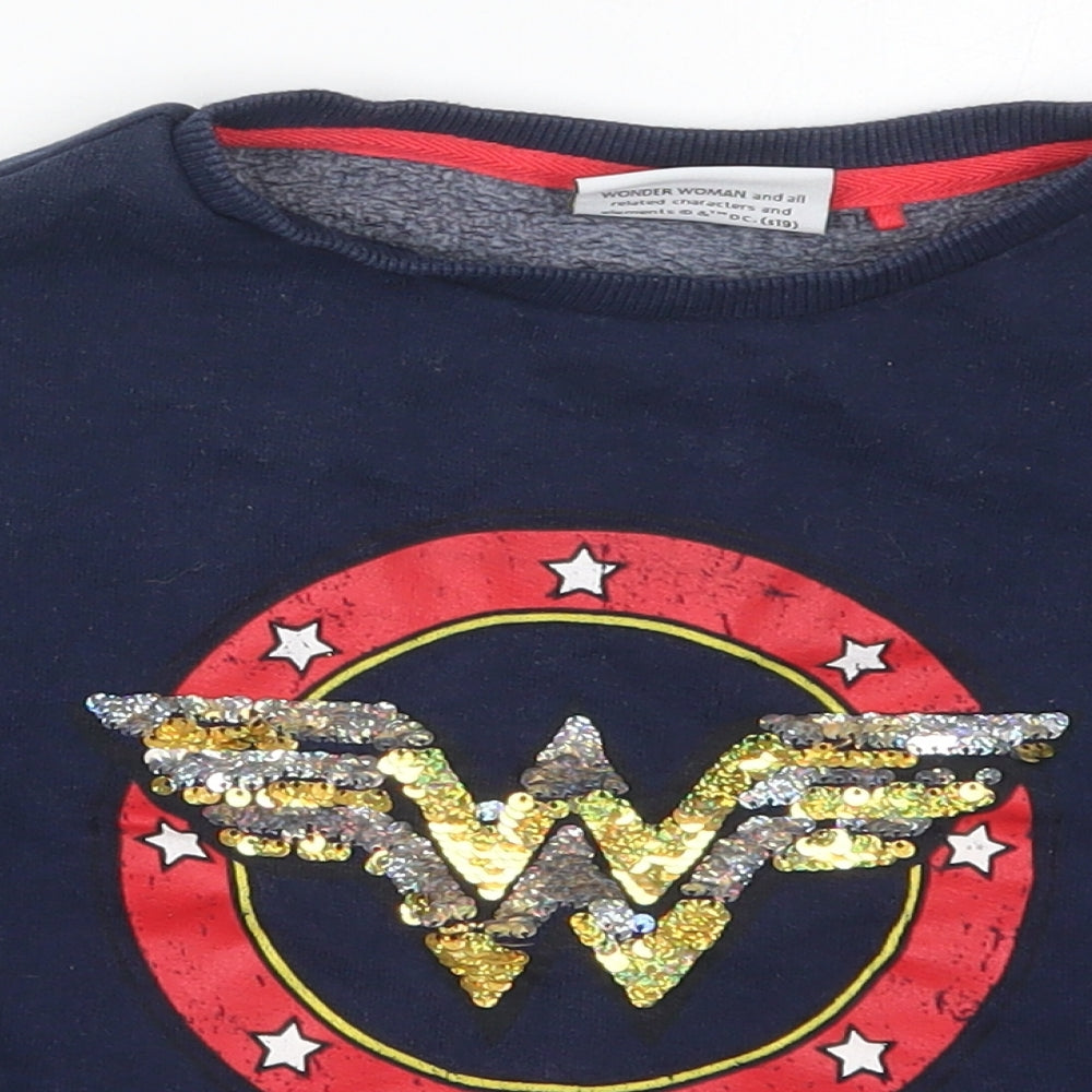 NEXT Girls Blue  Cotton Pullover Sweatshirt Size 7 Years  Pullover - Wonder Woman