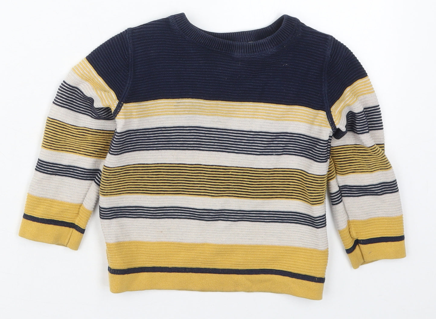 George Boys Yellow Striped Cotton Pullover Sweatshirt Size 2-3 Years  Pullover - Blue