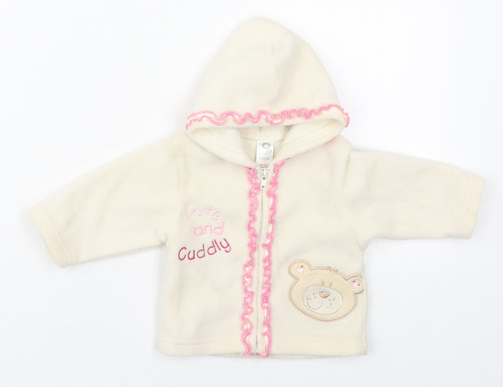 Preworn Girls Beige   Jacket  Size Newborn   Zip - Cute and Cuddly