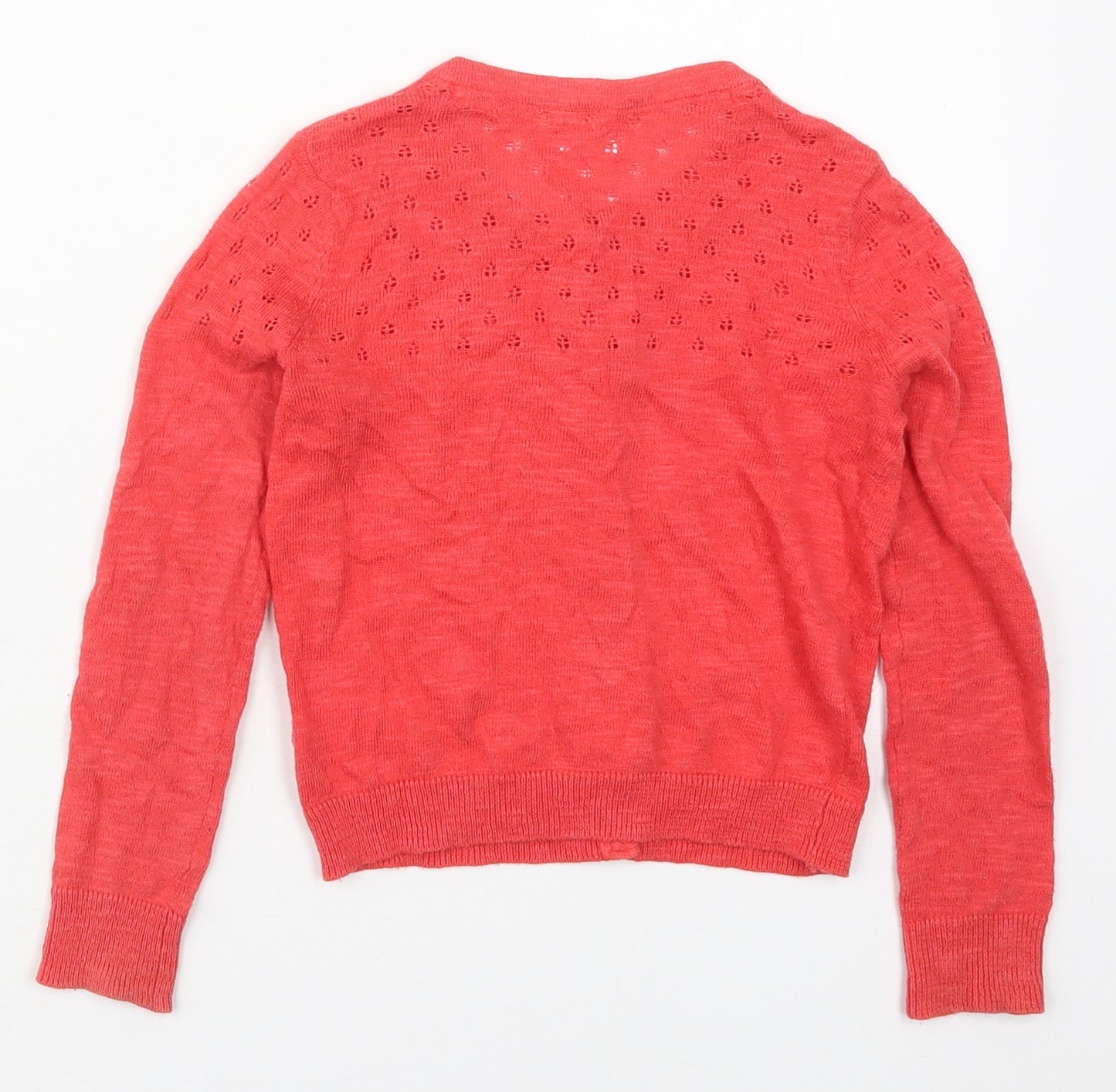 NEXT Girls Pink Crew Neck  Cotton Cardigan Jumper Size 6 Years  Button