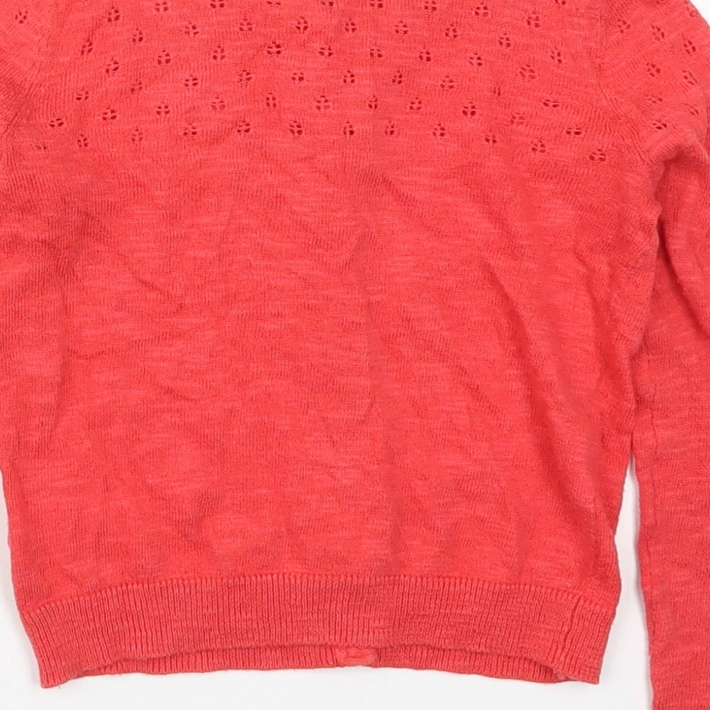 NEXT Girls Pink Crew Neck  Cotton Cardigan Jumper Size 6 Years  Button