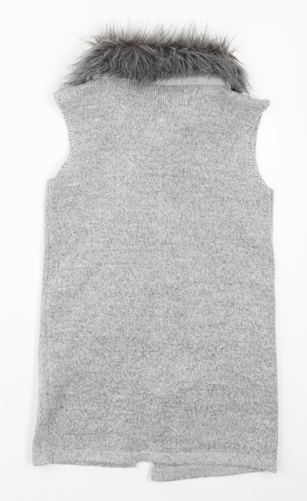 Primark Girls Grey Collared  Acrylic Cardigan Jumper Size 10-11 Years  Hook & Eye